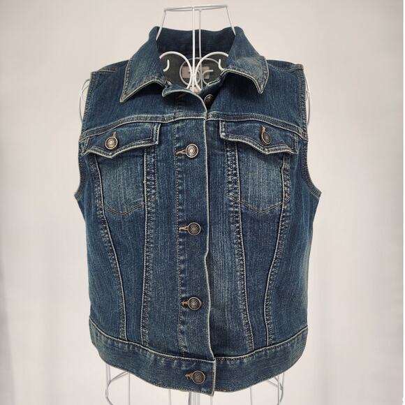 Loft Medium Wash Denim Vest Women's Size Medium - Picture 2 of 10